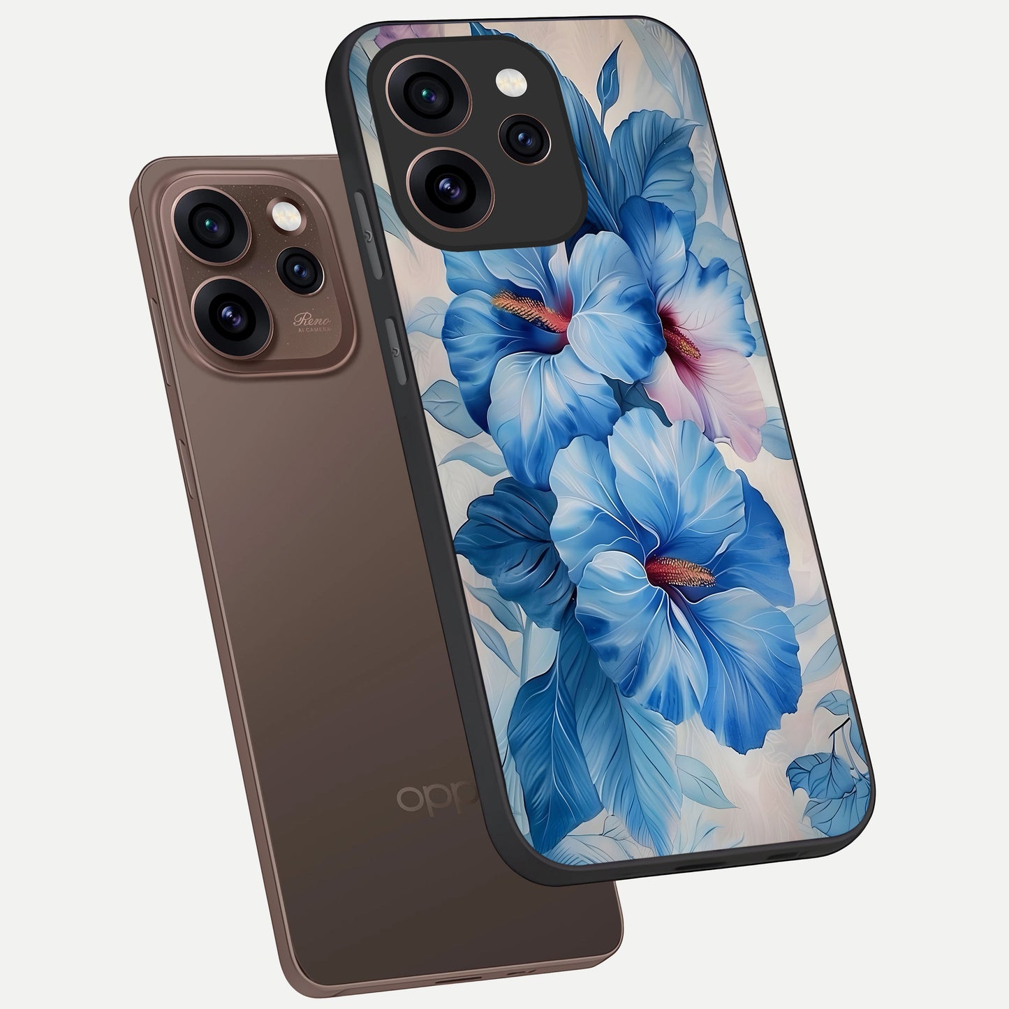  Ocean Hibiscus Grace phone case For Oppo Reno 15 Pro showing premium glass back cover with detailed artwork