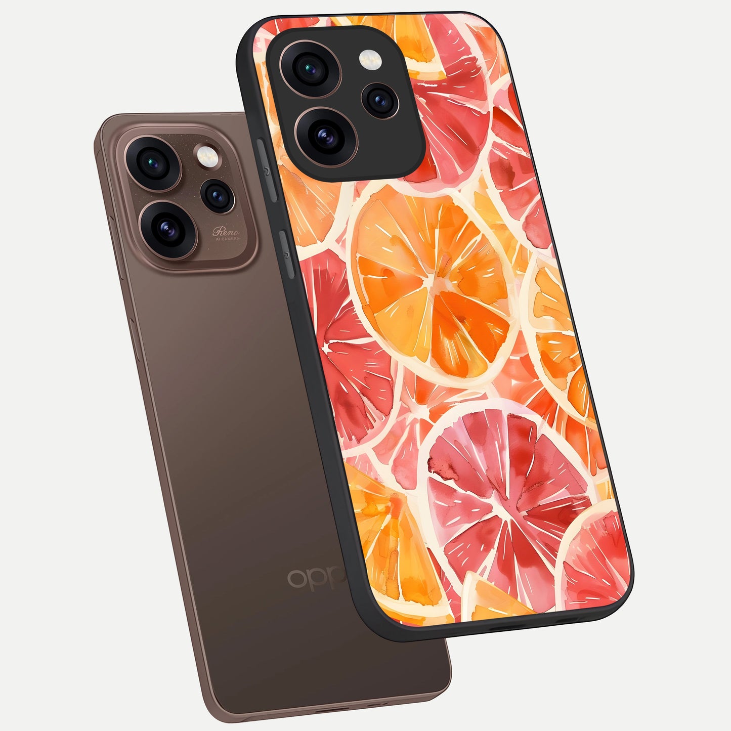  Orange Fruits Pattern phone case For Oppo Reno 15 Pro showing premium glass back cover with detailed artwork