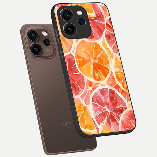  Orange Fruits Pattern phone case For Oppo Reno 15 Pro showing premium glass back cover with detailed artwork