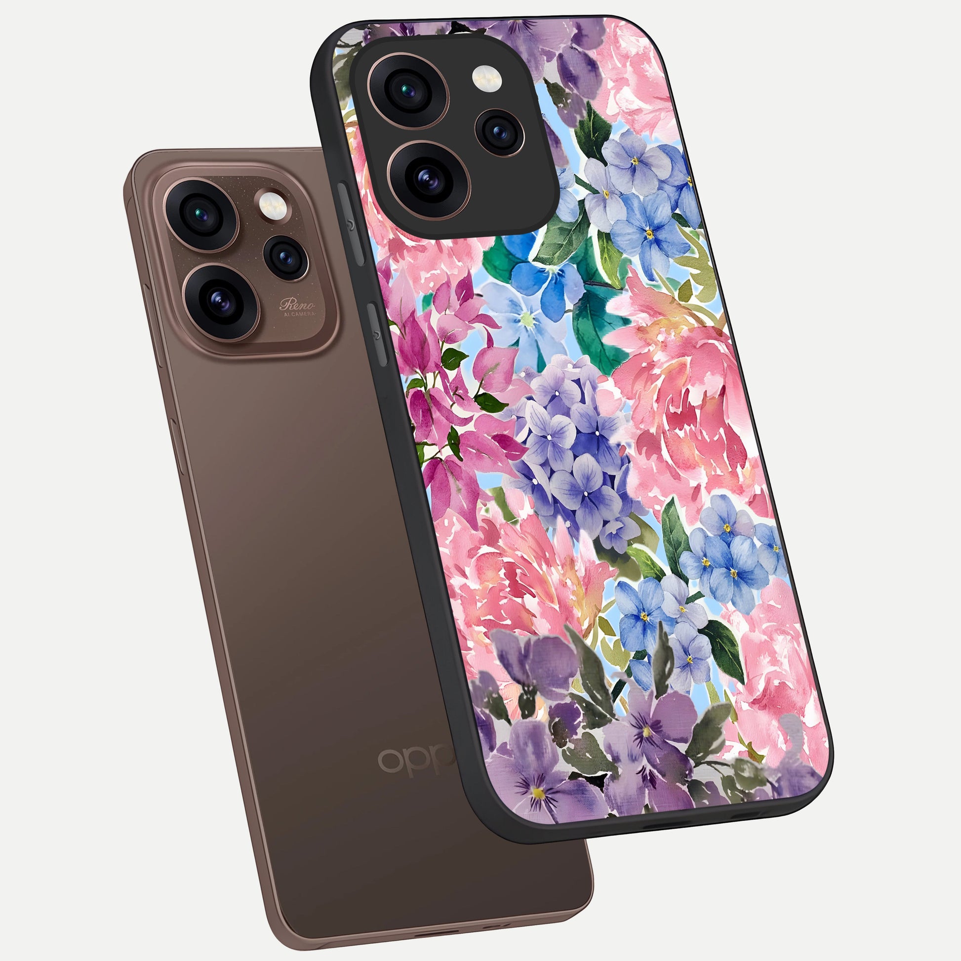  Pastel Floral Mix phone case For Oppo Reno 15 Pro showing premium glass back cover with detailed artwork