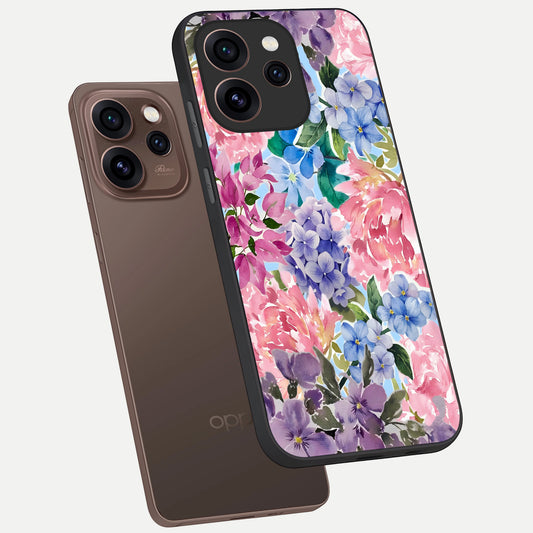  Pastel Floral Mix phone case For Oppo Reno 15 Pro showing premium glass back cover with detailed artwork