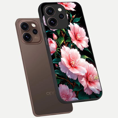  Peach Flower phone case For Oppo Reno 15 Pro showing premium glass back cover with detailed artwork