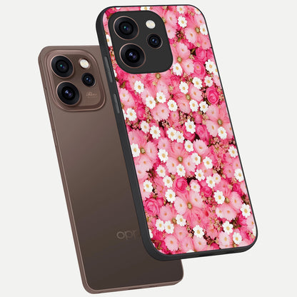  Pink Daisy Bliss phone case For Oppo Reno 15 Pro showing premium glass back cover with detailed artwork