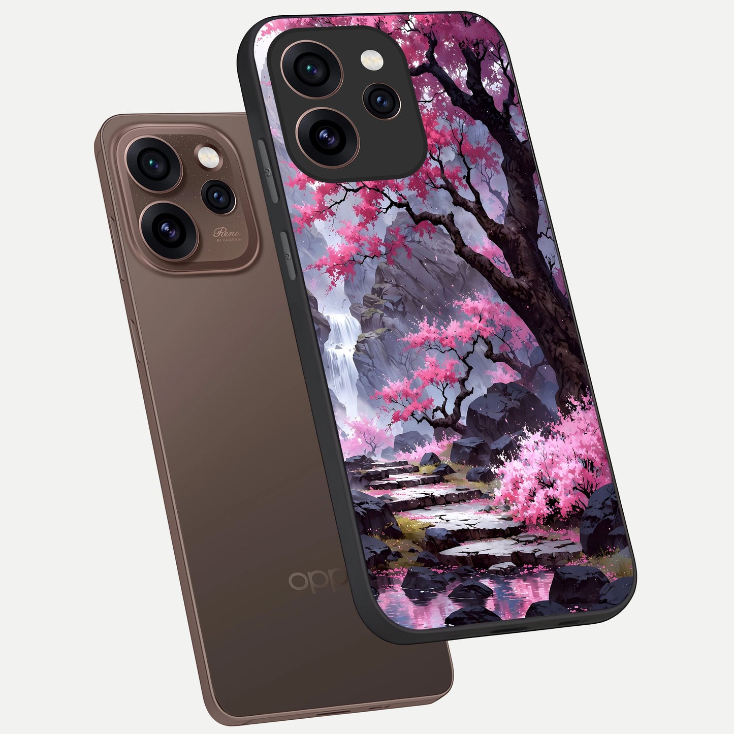 Pink Sunflower Glow phone case For Oppo Reno 15 Pro showing premium glass back cover with detailed artwork
