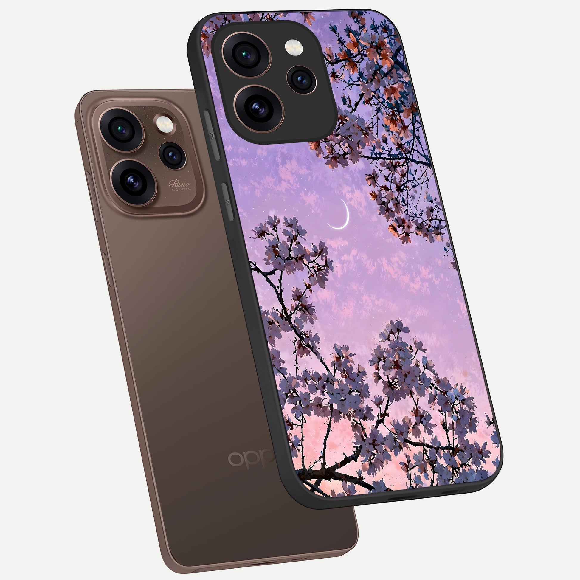  Purple Serenity Moon phone case For Oppo Reno 15 Pro showing premium glass back cover with detailed artwork