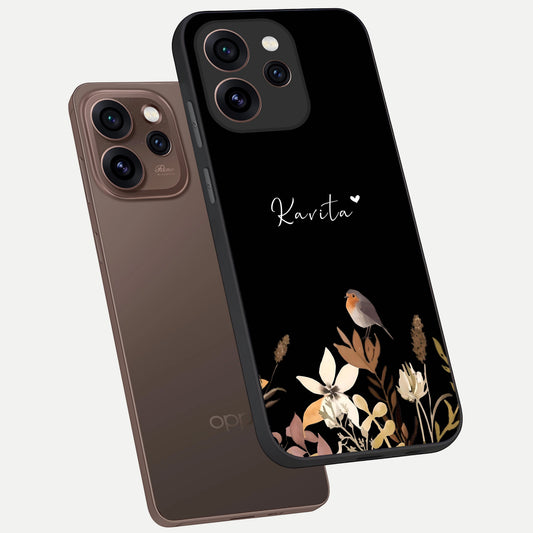  Quiet Garden Tune Custom Name phone case For Oppo Reno 15 Pro showing premium glass back cover with detailed artwork
