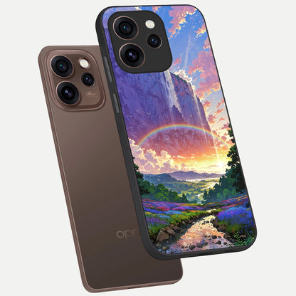  Rainbow Valley Dream phone case For Oppo Reno 15 Pro showing premium glass back cover with detailed artwork