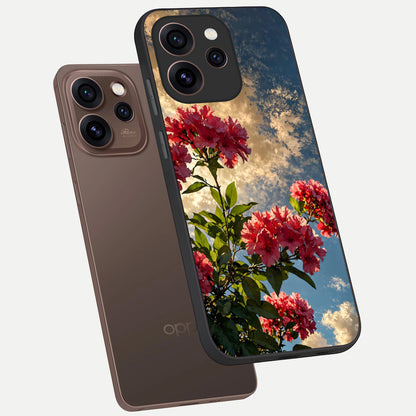  Red Bloom Skies phone case For Oppo Reno 15 Pro showing premium glass back cover with detailed artwork