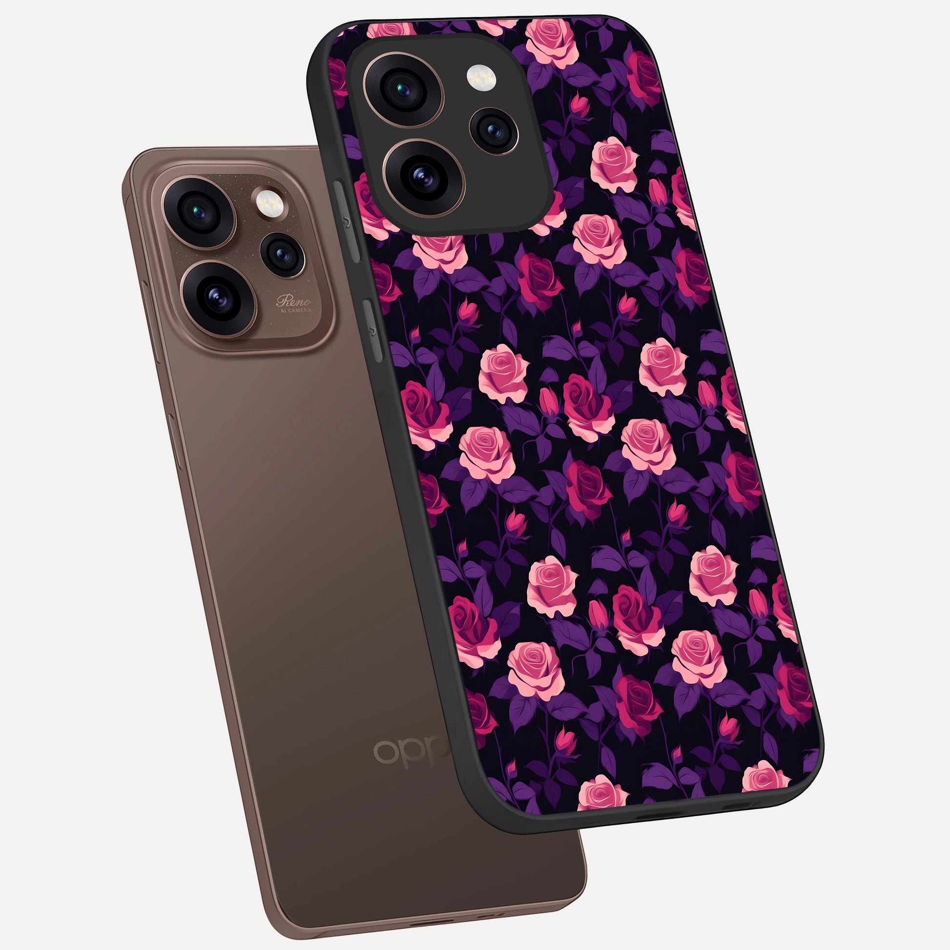  Rose Garden Twilight phone case For Oppo Reno 15 Pro showing premium glass back cover with detailed artwork