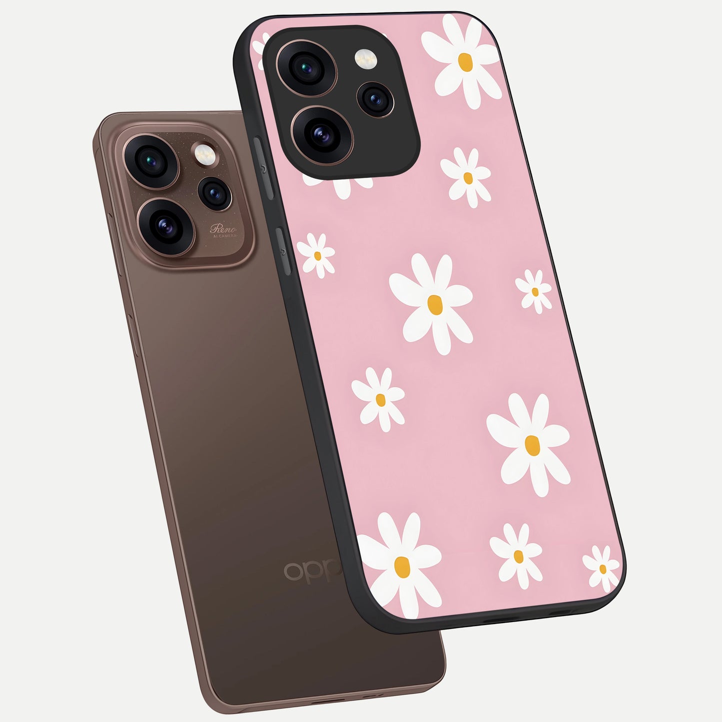  Soft Daisy Bliss phone case For Oppo Reno 15 Pro showing premium glass back cover with detailed artwork