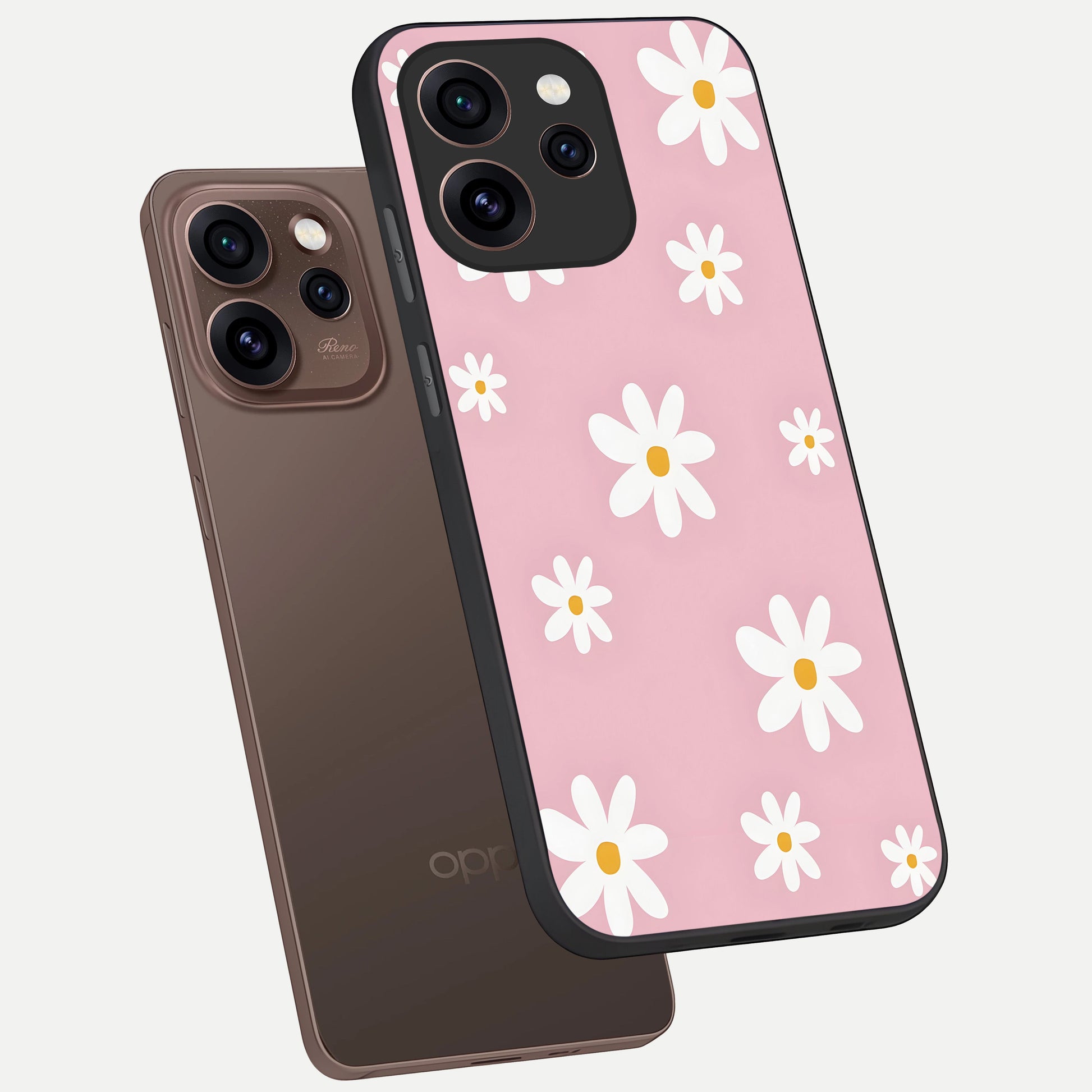  Soft Daisy Bliss phone case For Oppo Reno 15 Pro showing premium glass back cover with detailed artwork