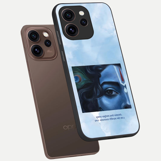  Spiritual Krishna phone case For Oppo Reno 15 Pro showing premium glass back cover with detailed artwork