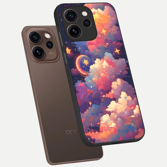 Starlit Dream Clouds phone case For Oppo Reno 15 Pro showing premium glass back cover with detailed artwork