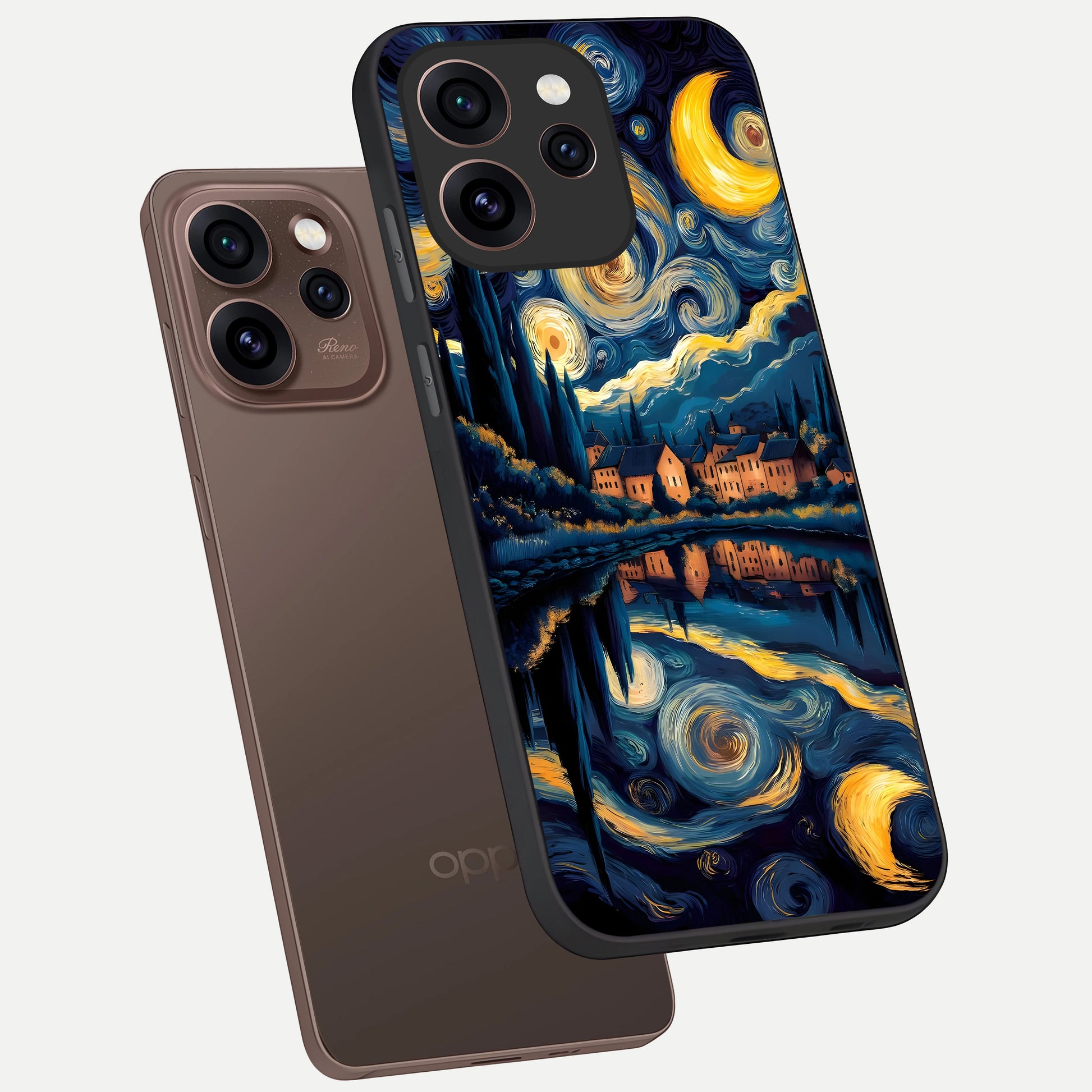 Starry Sky Serenity phone case For Oppo Reno 15 Pro showing premium glass back cover with detailed artwork