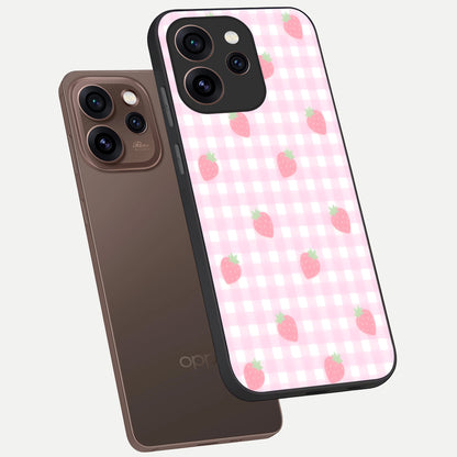  Strawberry Picnic Love phone case For Oppo Reno 15 Pro showing premium glass back cover with detailed artwork