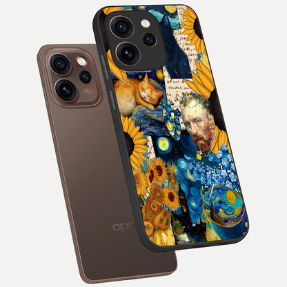  Sunflower Chic Mood Custom Name phone case For Oppo Reno 15 Pro showing premium glass back cover with detailed artwork