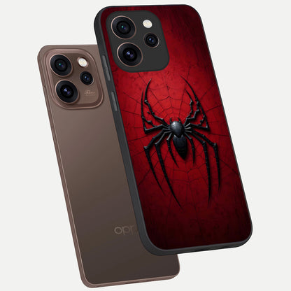  Superhero Web Emblem phone case For Oppo Reno 15 Pro showing premium glass back cover with detailed artwork