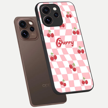  Sweet Cherry Vibes phone case For Oppo Reno 15 Pro showing premium glass back cover with detailed artwork