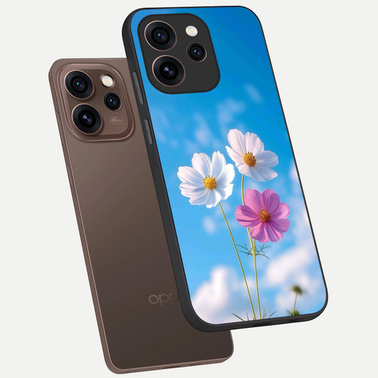  Tripple Flowers With Sky phone case For Oppo Reno 15 Pro showing premium glass back cover with detailed artwork