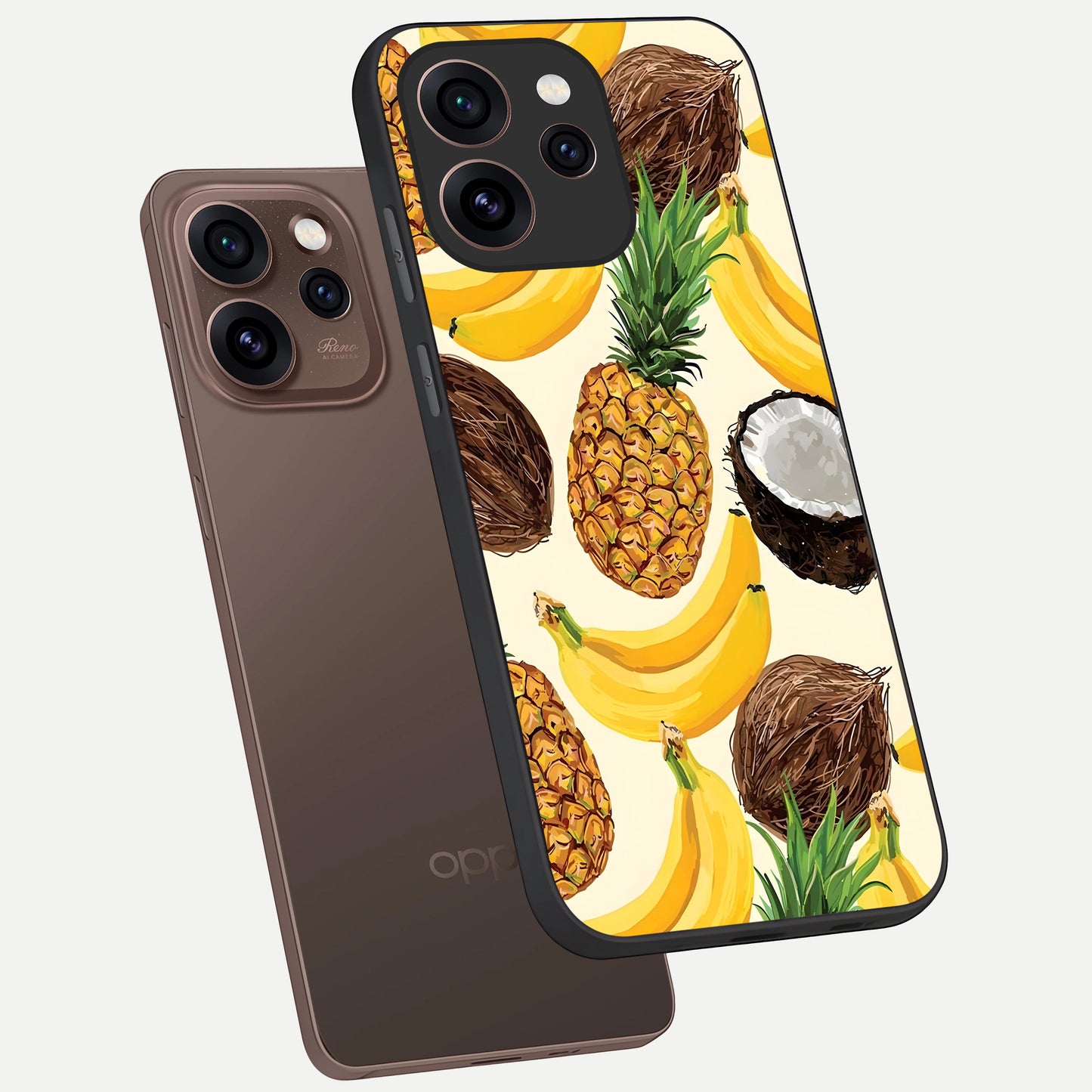  Tropical Fruit Mood phone case For Oppo Reno 15 Pro showing premium glass back cover with detailed artwork