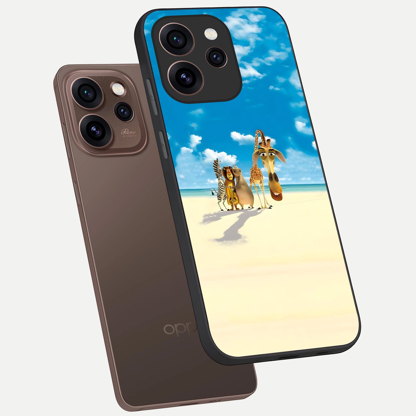  Tropical Fun Squad phone case For Oppo Reno 15 Pro showing premium glass back cover with detailed artwork