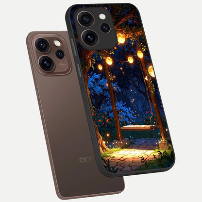  Twilight Garden Swing phone case For Oppo Reno 15 Pro showing premium glass back cover with detailed artwork