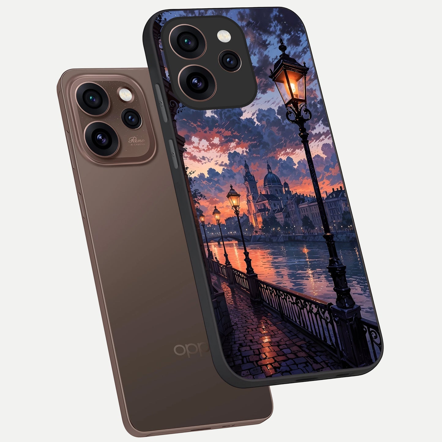  Twilight River Lights phone case For Oppo Reno 15 Pro showing premium glass back cover with detailed artwork