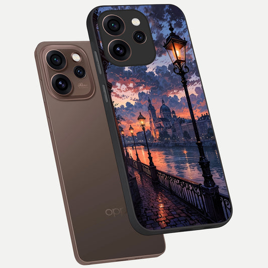  Twilight River Lights phone case For Oppo Reno 15 Pro showing premium glass back cover with detailed artwork
