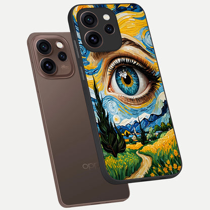  Van Gogh Eye phone case For Oppo Reno 15 Pro showing premium glass back cover with detailed artwork