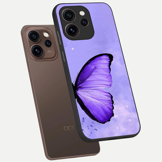  Violet Dream Wing phone case For Oppo Reno 15 Pro showing premium glass back cover with detailed artwork