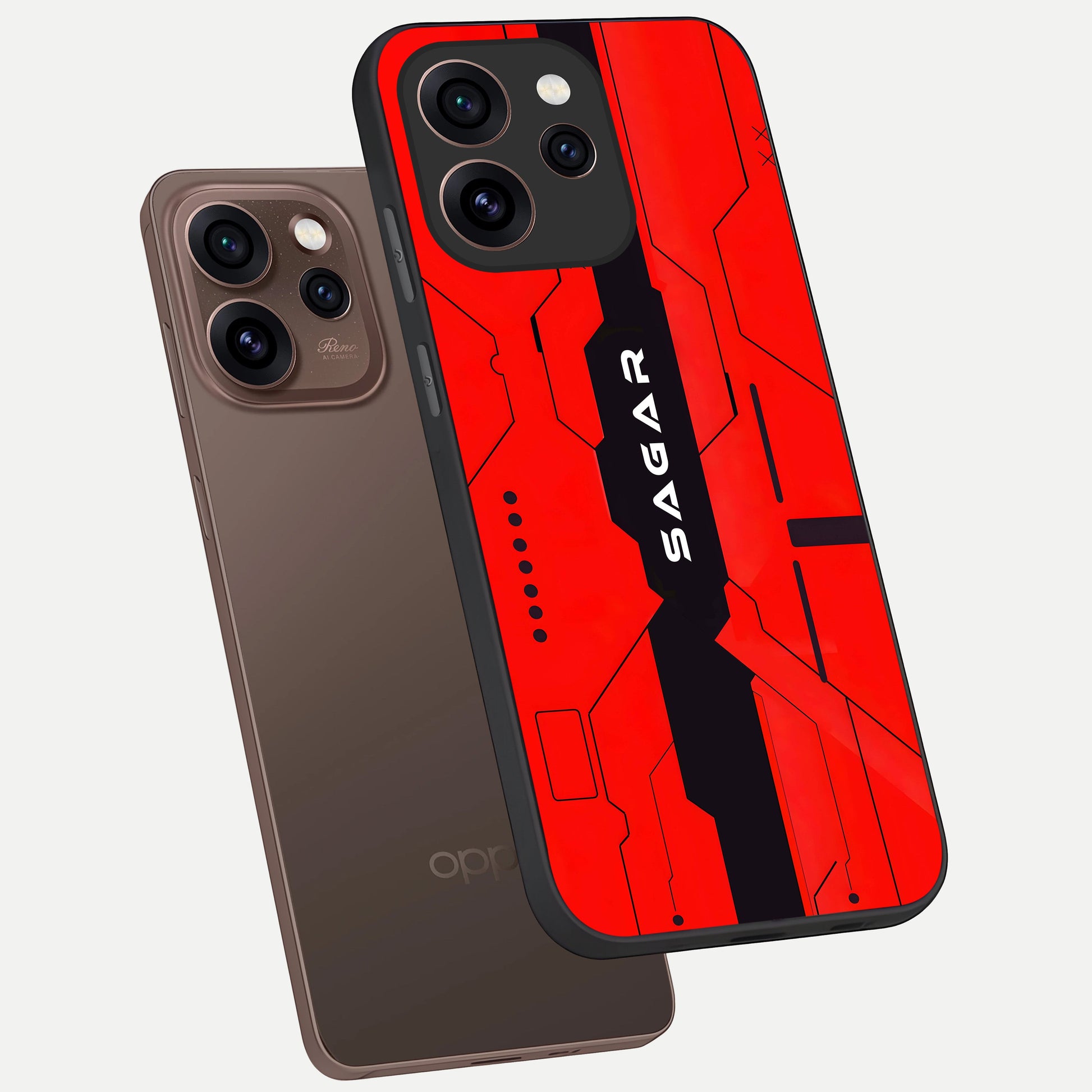 Voltage Rise CYBERPUNK Custom Name phone case For Oppo Reno 15 Pro showing premium custom name glass back cover