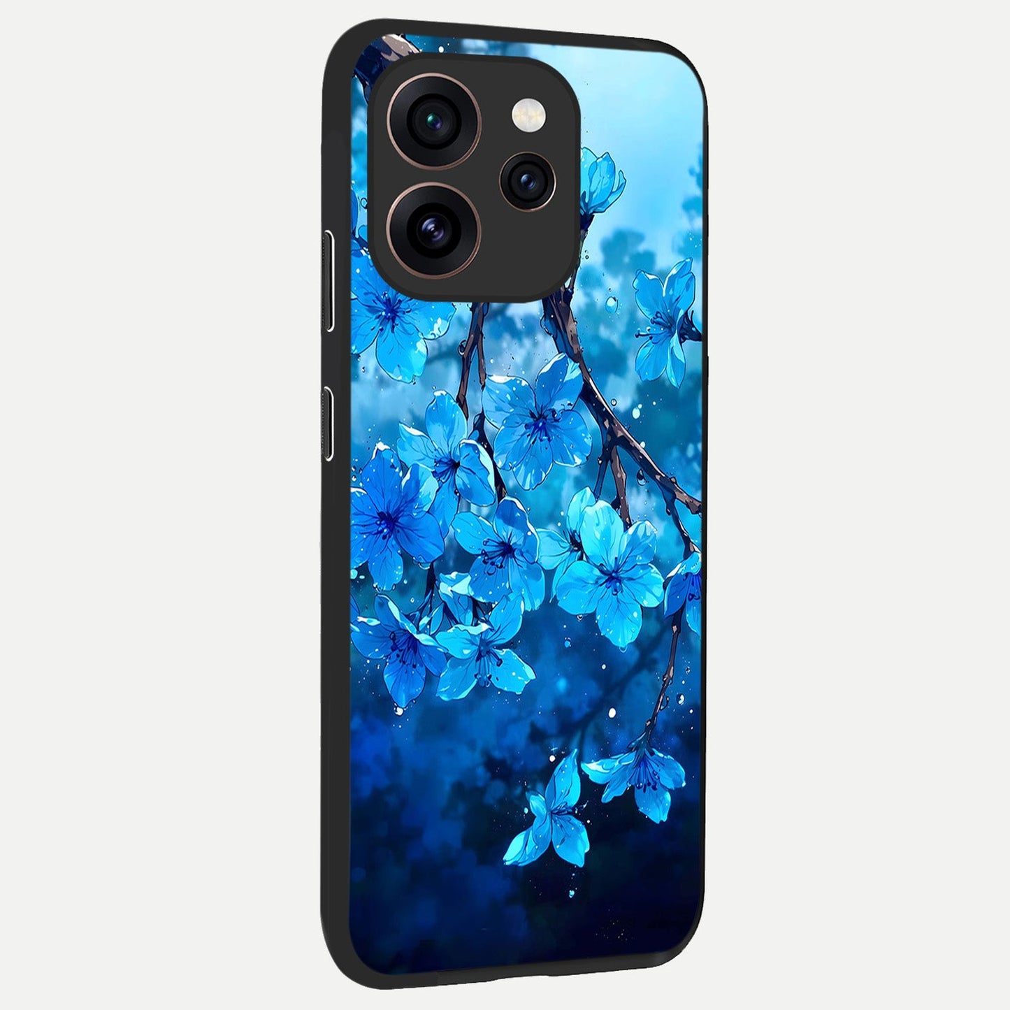  Blue Blossoms Branch back cover For Oppo Reno 15 Pro slim fit glass case with vibrant aesthetic design