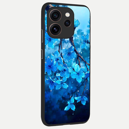  Blue Blossoms Branch back cover For Oppo Reno 15 Pro slim fit glass case with vibrant aesthetic design