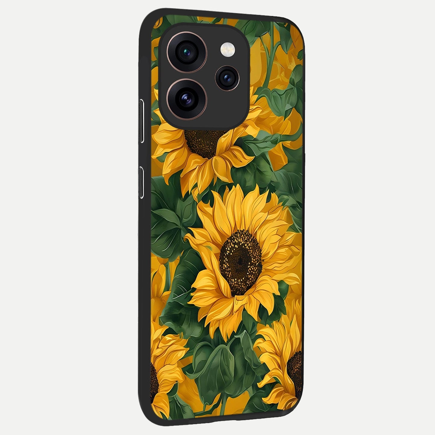  Bright Sunflower Bloom back cover For Oppo Reno 15 Pro slim fit glass case with vibrant aesthetic design