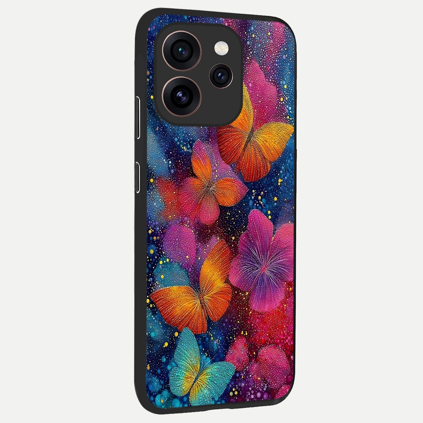  Butterfly Dream Mist back cover For Oppo Reno 15 Pro slim fit glass case with vibrant aesthetic design
