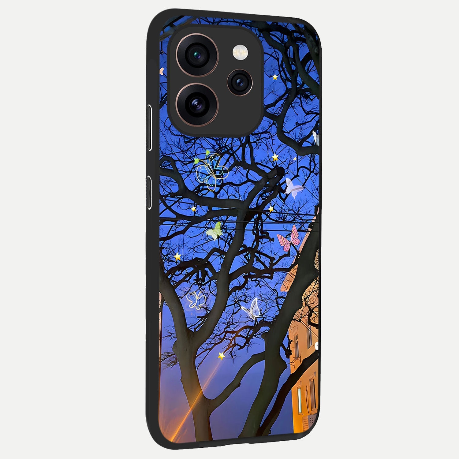  Butterfly Night Magic back cover For Oppo Reno 15 Pro slim fit glass case with vibrant aesthetic design