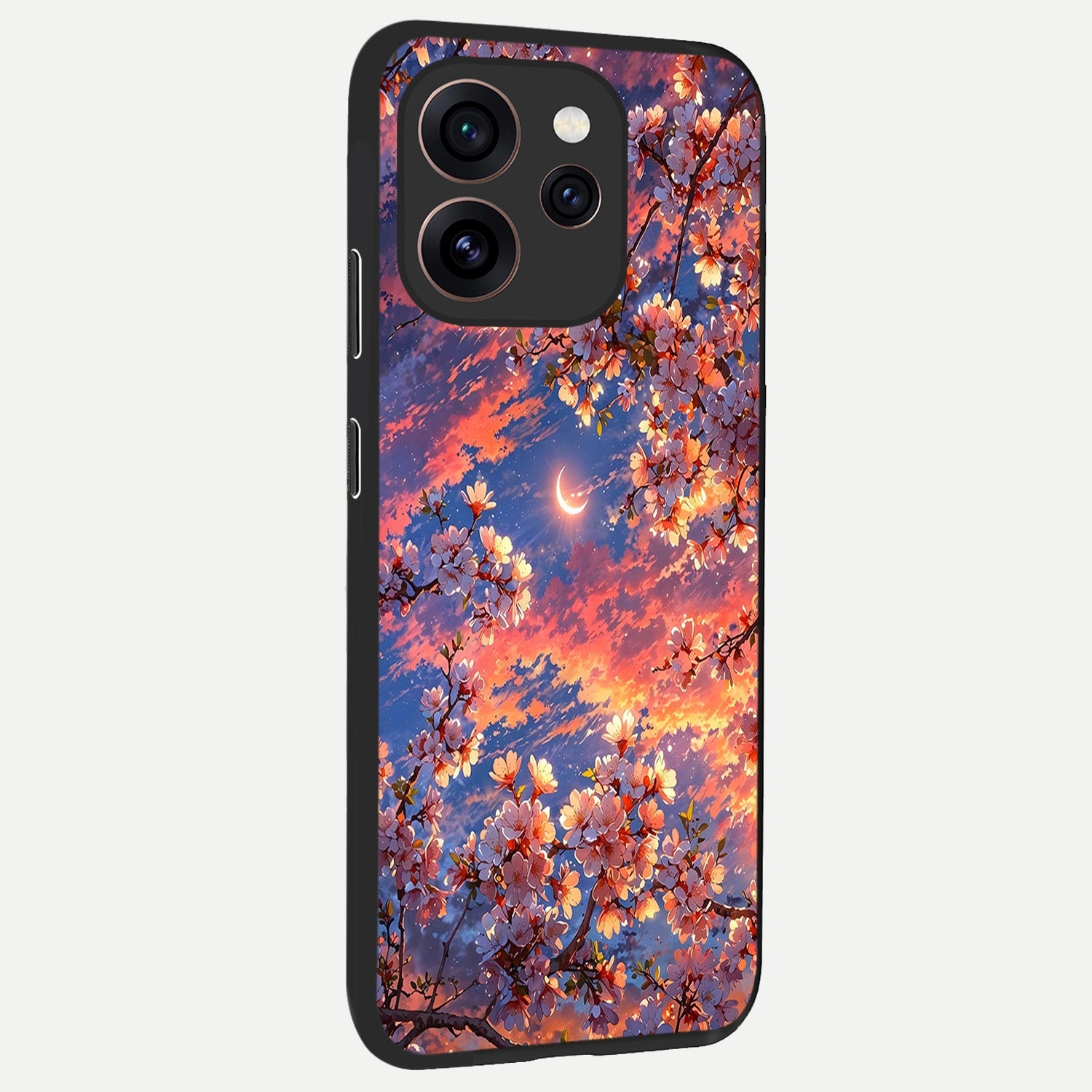  Celestial Sakura Sunset back cover For Oppo Reno 15 Pro slim fit glass case with vibrant aesthetic design