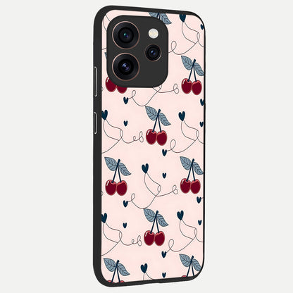  Cherry Heart Line back cover For Oppo Reno 15 Pro slim fit glass case with vibrant aesthetic design