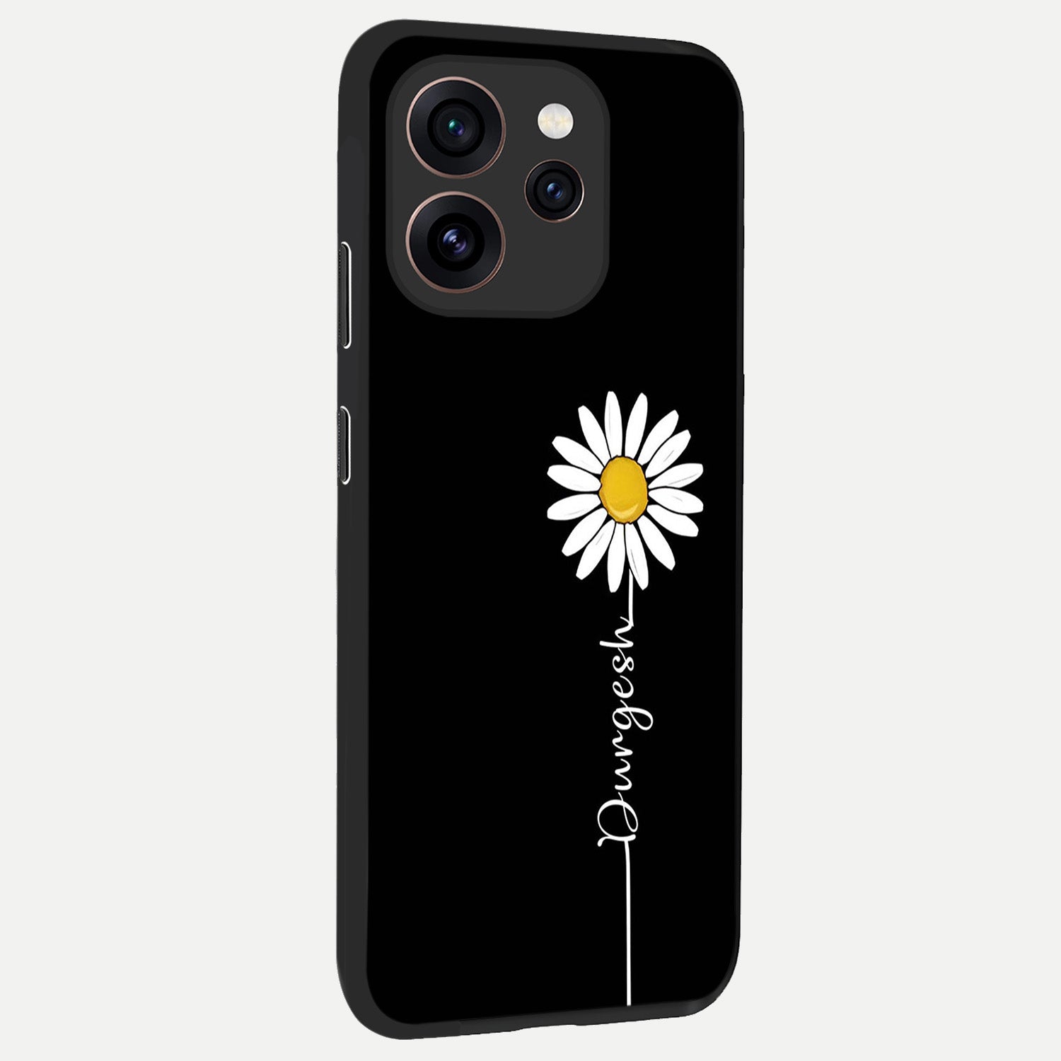  Custom Name White Flower back cover For Oppo Reno 15 Pro slim fit glass case with vibrant aesthetic design