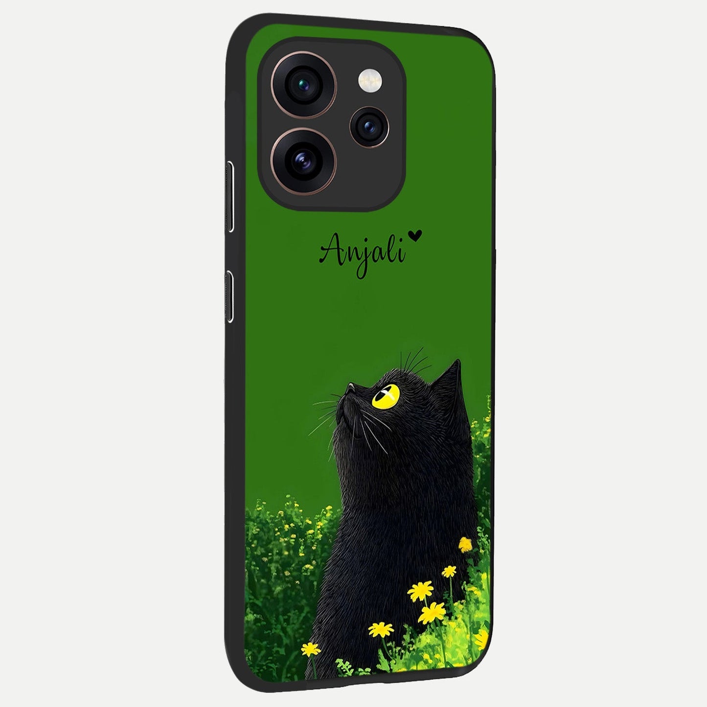  Emerald Cat Custom Name back cover For Oppo Reno 15 Pro slim fit glass case with vibrant aesthetic design
