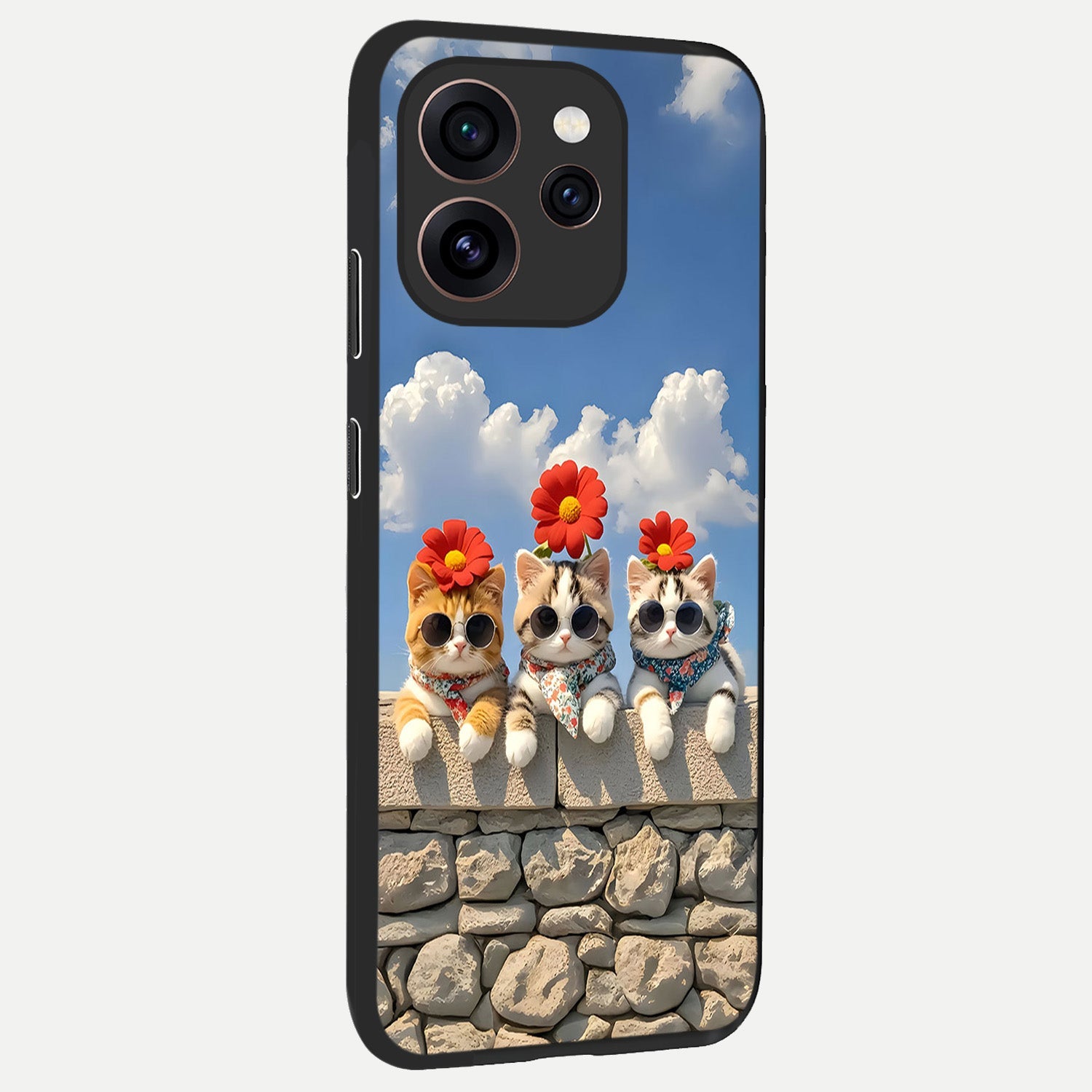  Floral Kitty Squad back cover For Oppo Reno 15 Pro slim fit glass case with vibrant aesthetic design