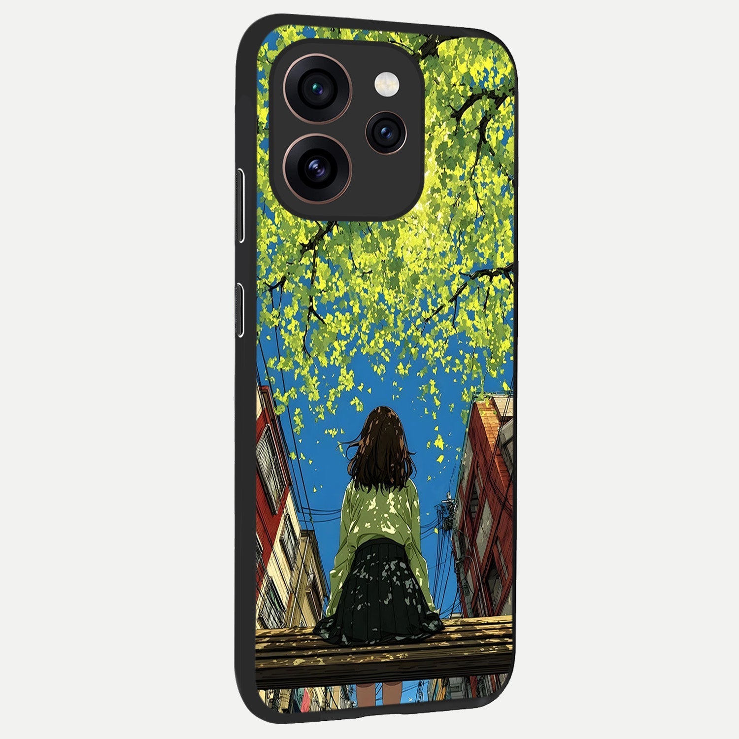 Golden Leaves Glow back cover For Oppo Reno 15 Pro slim fit glass case with vibrant aesthetic design