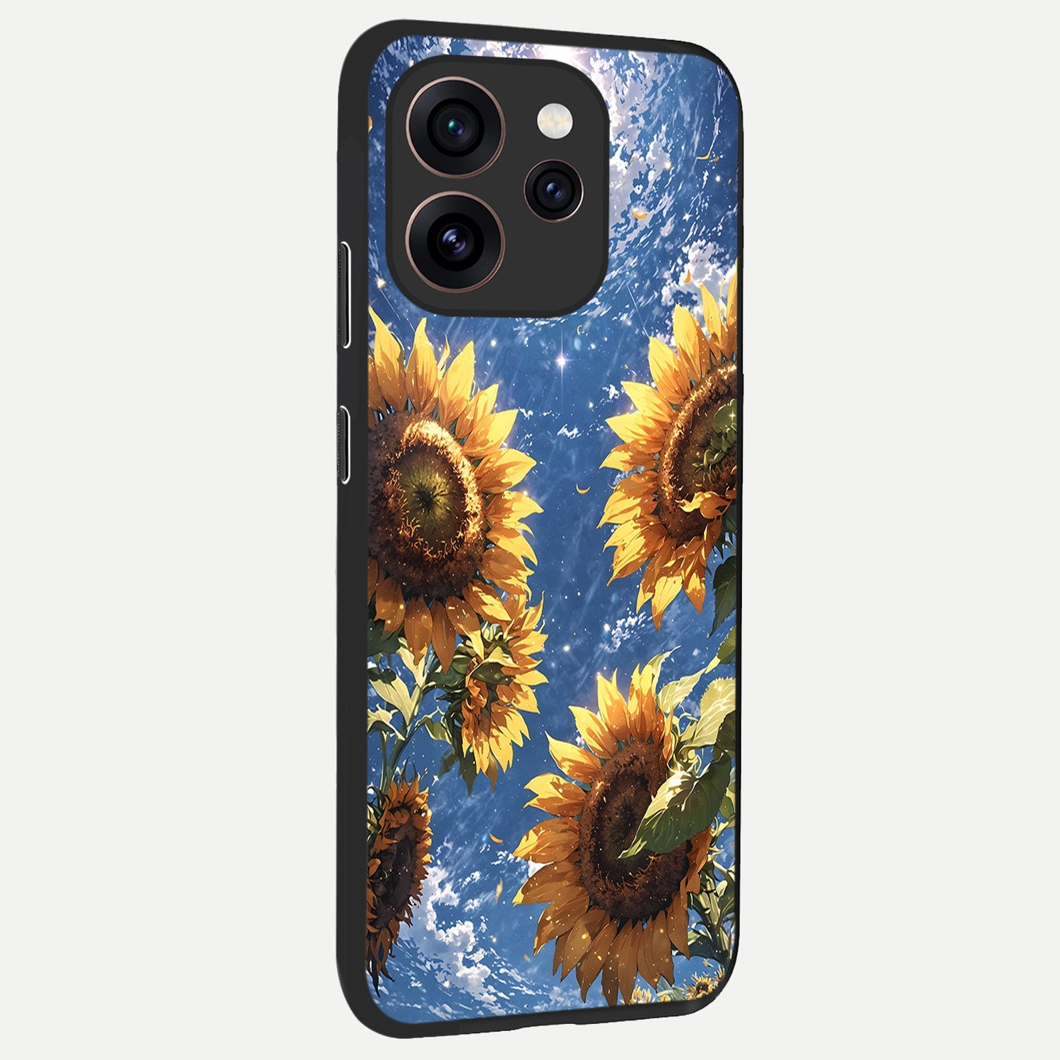  Heavenly Sunflower Rise back cover For Oppo Reno 15 Pro slim fit glass case with vibrant aesthetic design