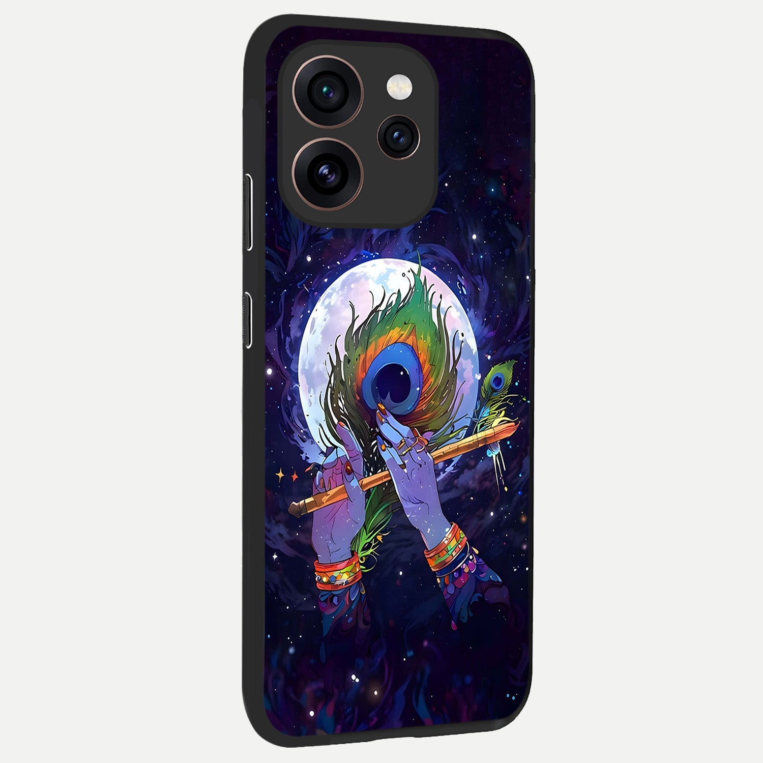  Krishna Hands Art back cover For Oppo Reno 15 Pro slim fit glass case with vibrant aesthetic design