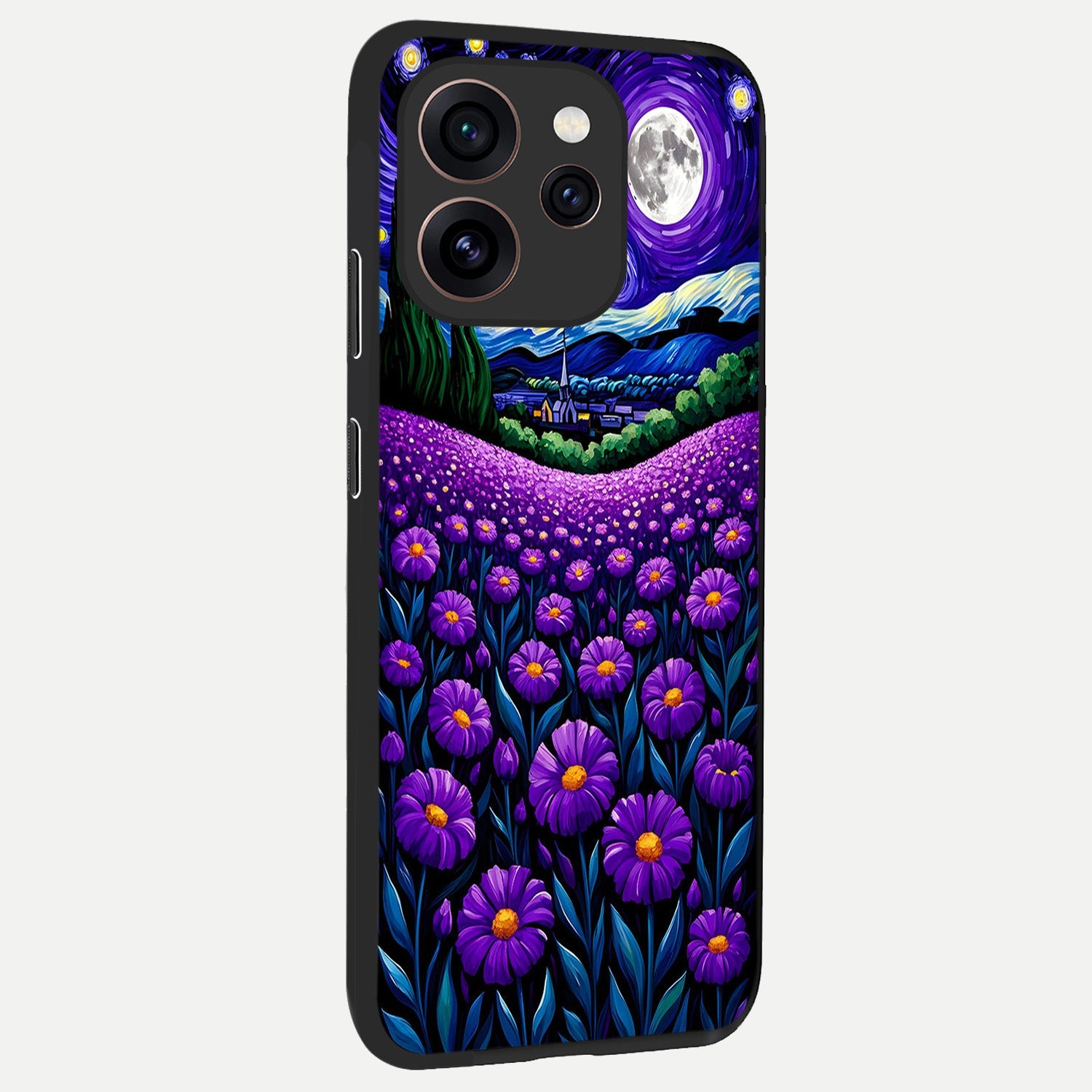  Lavender Moon Field back cover For Oppo Reno 15 Pro slim fit glass case with vibrant aesthetic design