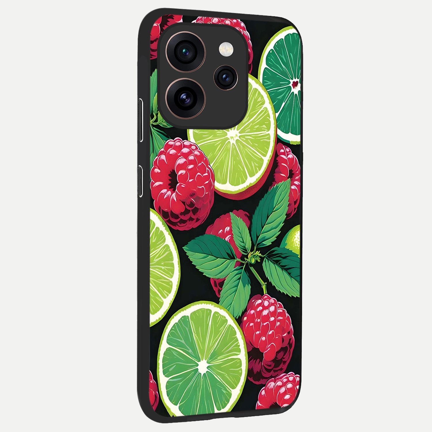  Lime and Raspberry Pattern back cover For Oppo Reno 15 Pro slim fit glass case with vibrant aesthetic design