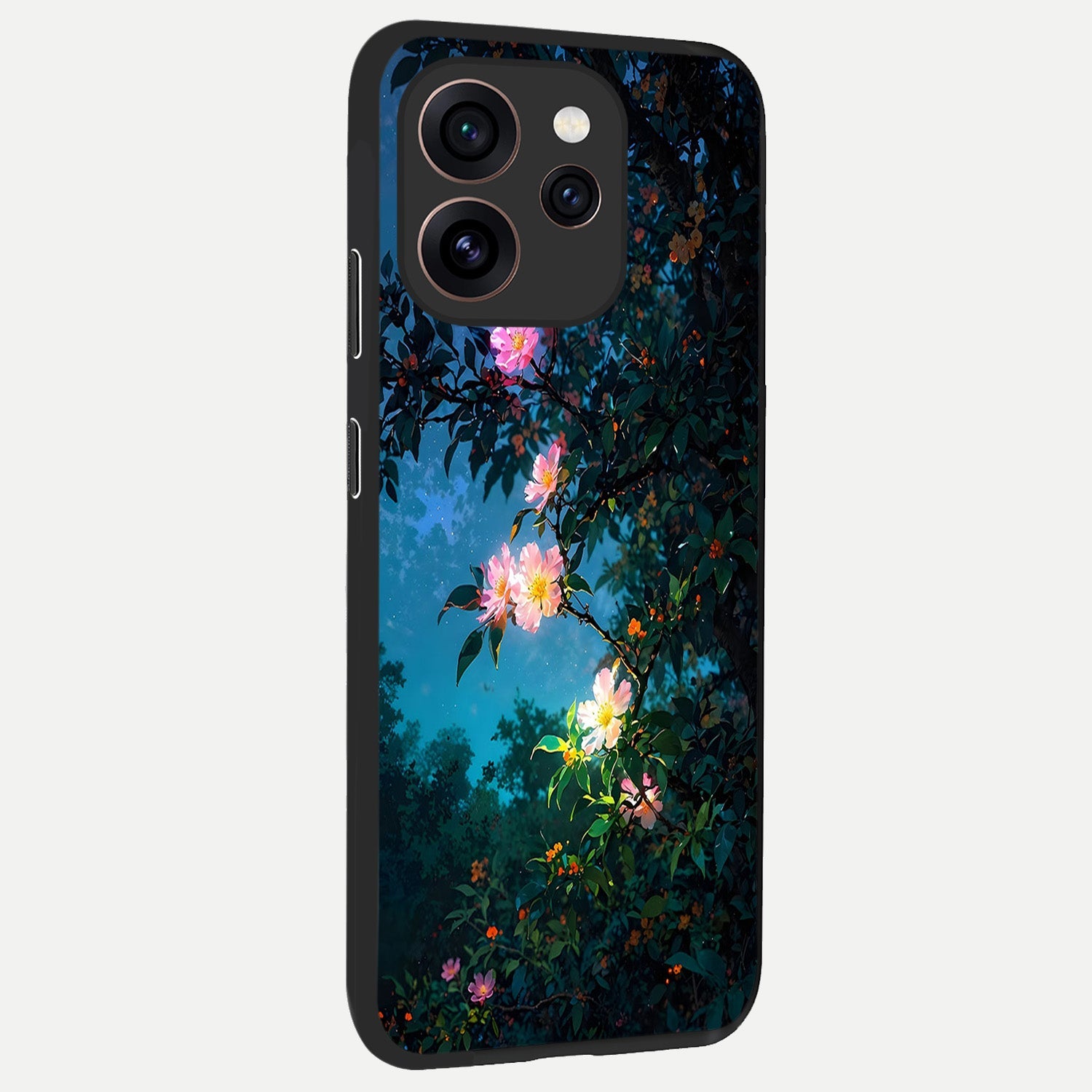  Midnight Bloom Glow back cover For Oppo Reno 15 Pro slim fit glass case with vibrant aesthetic design