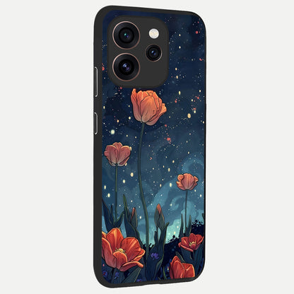  Midnight Tulip Glow back cover For Oppo Reno 15 Pro slim fit glass case with vibrant aesthetic design