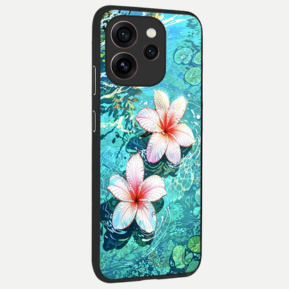  Pink Flowers in Water back cover For Oppo Reno 15 Pro slim fit glass case with vibrant aesthetic design