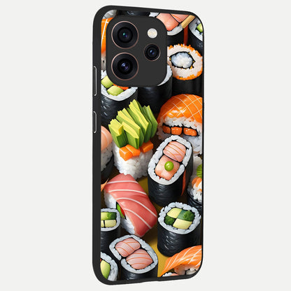  Sushi Food Pattern back cover For Oppo Reno 15 Pro slim fit glass case with vibrant aesthetic design